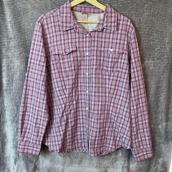 Duluth Trading Plaid Vented Back Buttondown Shirt Women's Size XL Cowgirl Boho - Picture 1 of 7